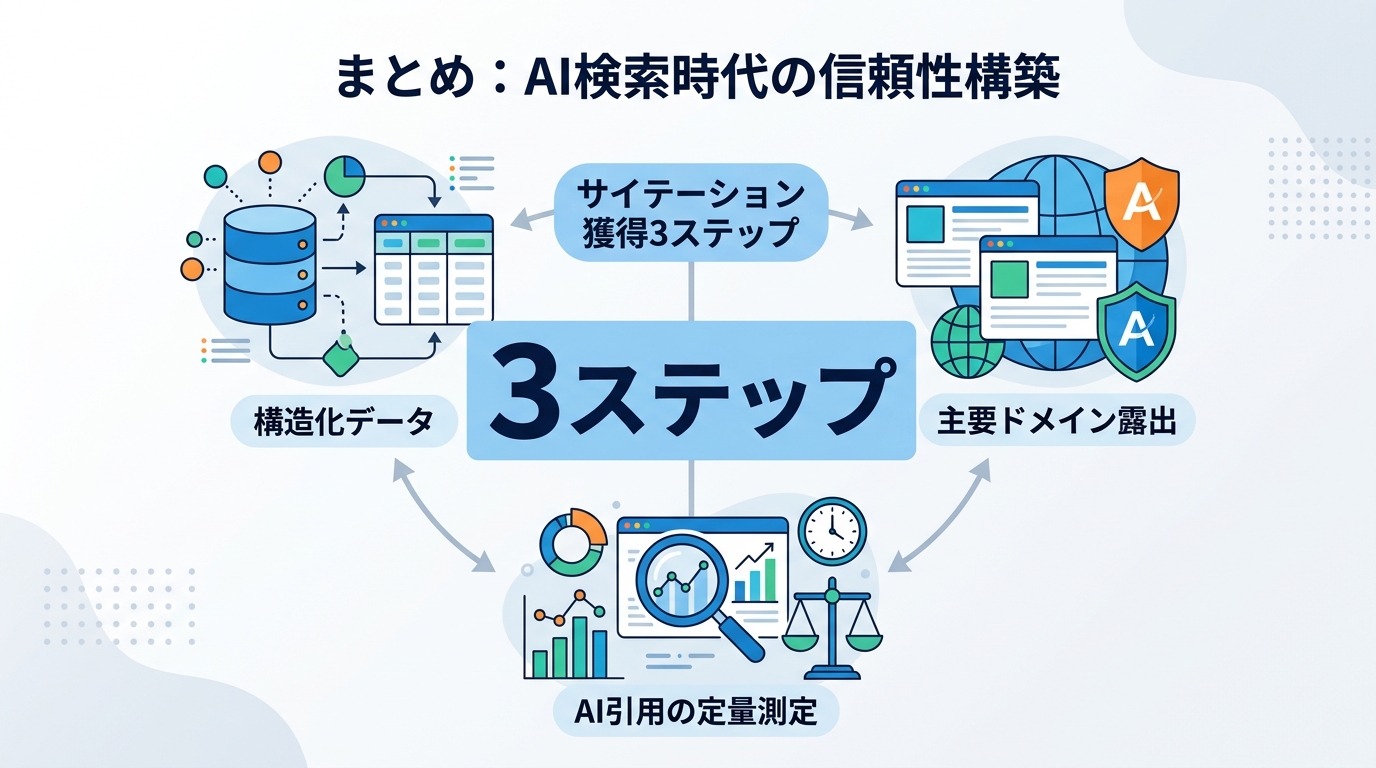 AI検索でサイテーションを獲得する新戦略|信頼性スコアを構築する3つの具体策