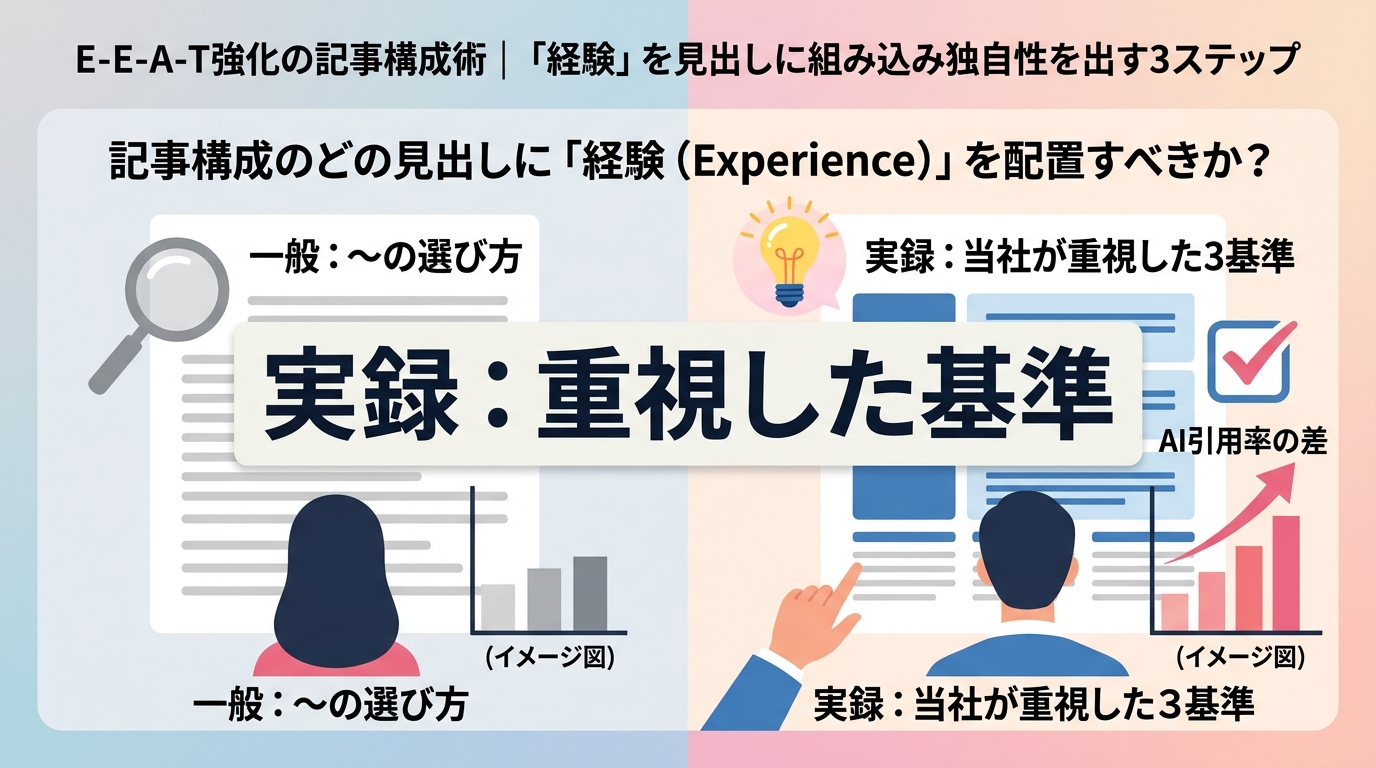 記事構成のどの見出しに「経験(Experience)」を配置すべきか?