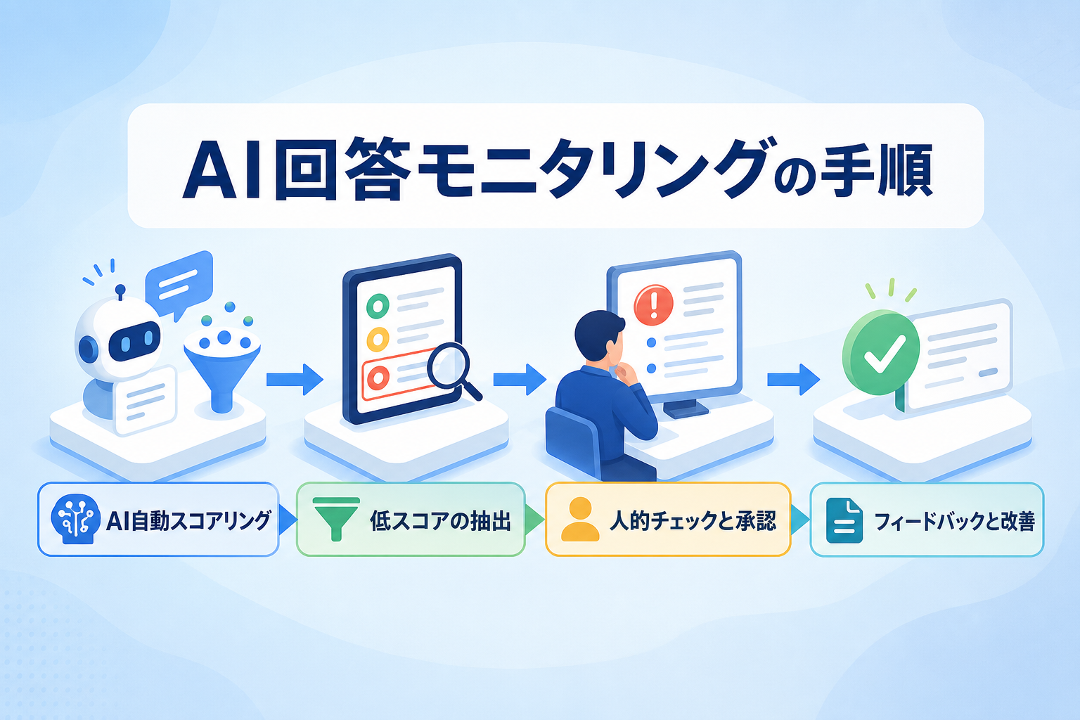 自動評価と人的チェックを組み合わせたAI回答モニタリングの手順とは?
