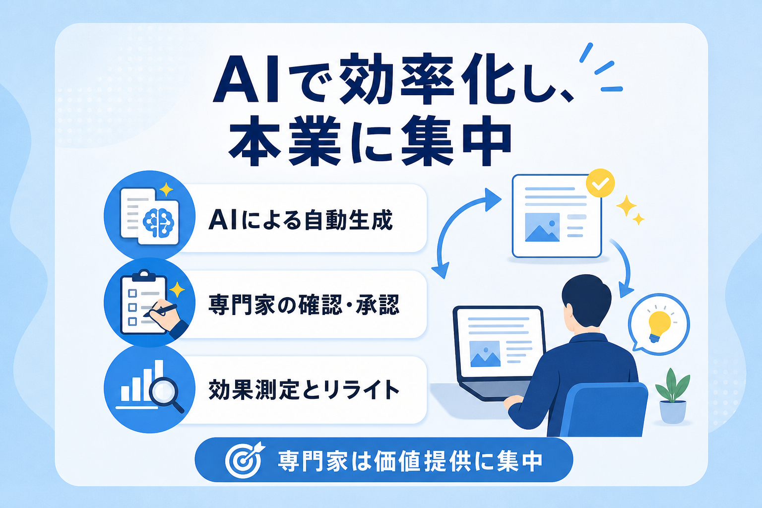 専門家が本来の業務に集中しながらAI検索対策を継続する方法とは？
