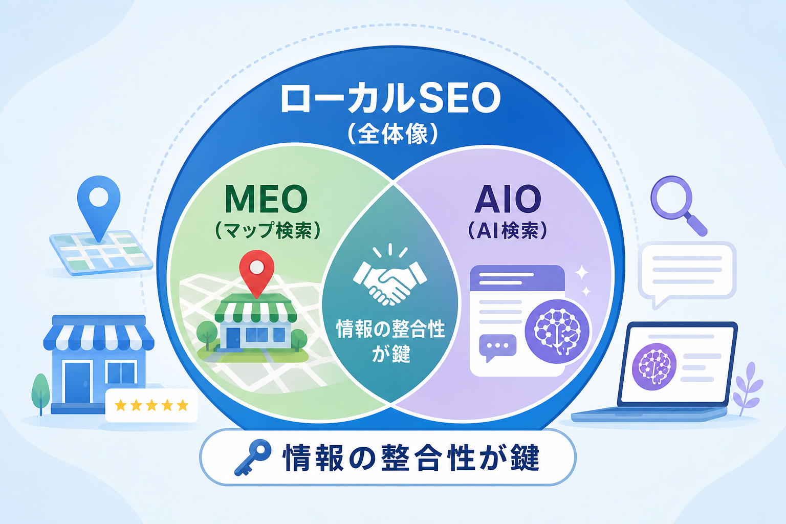 AIO対策・ローカルSEO・MEOの違いと相互関係とは？