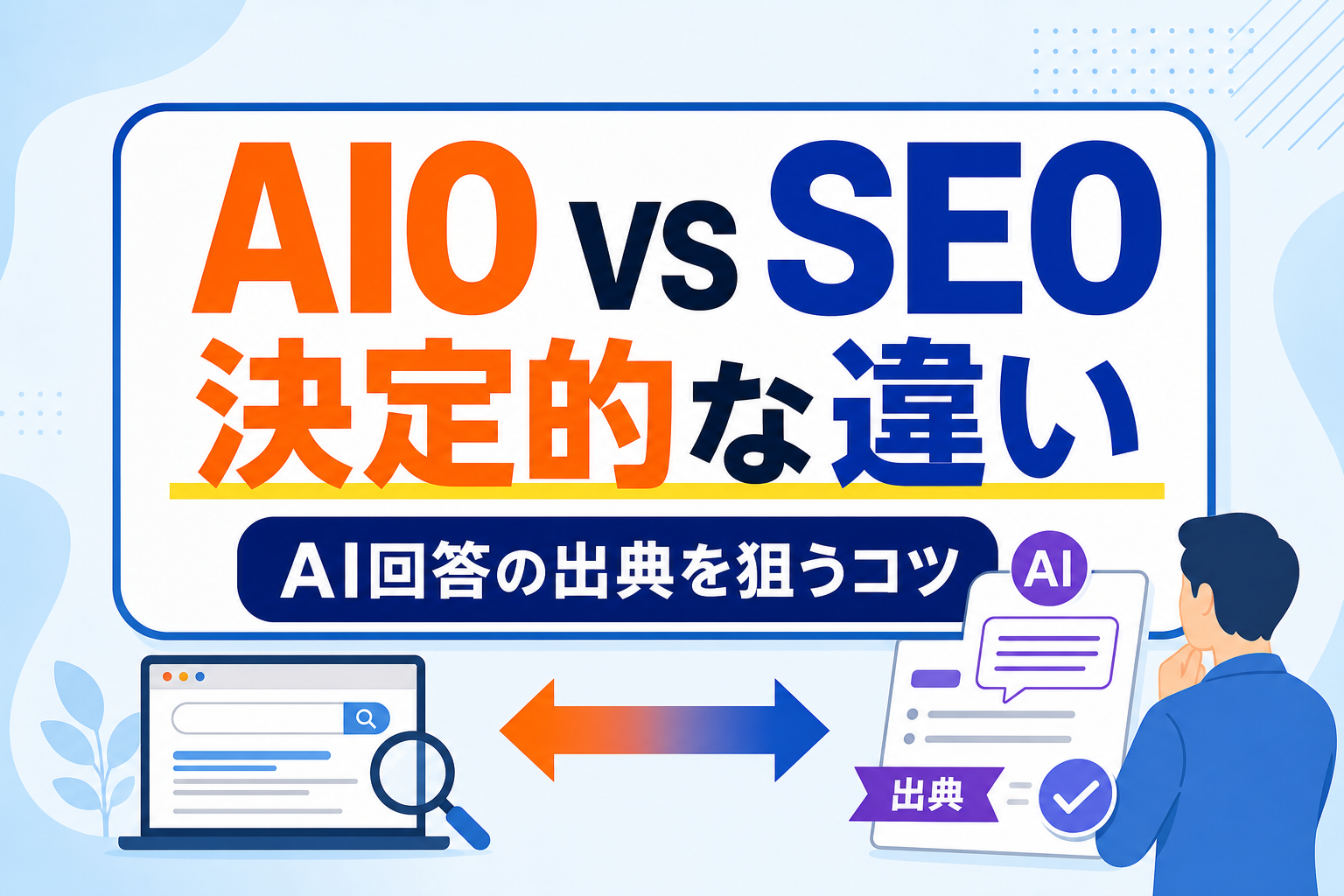 AIO対策とSEO対策の違いは？AI回答の出典に選ばれ検索流入も守る記事構成のコツ