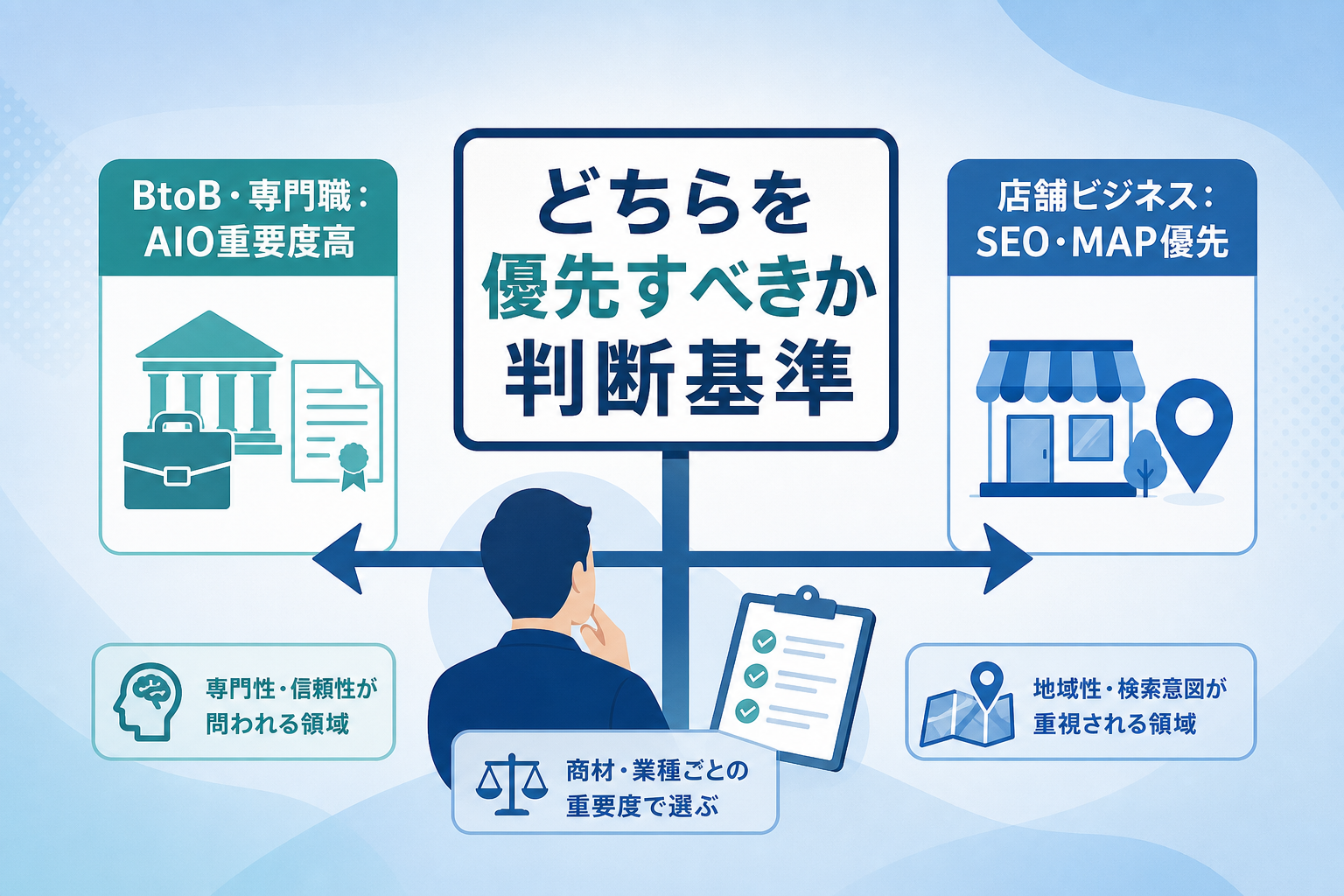 SEOとAIOのどちらを優先すべきか判断する基準とは？