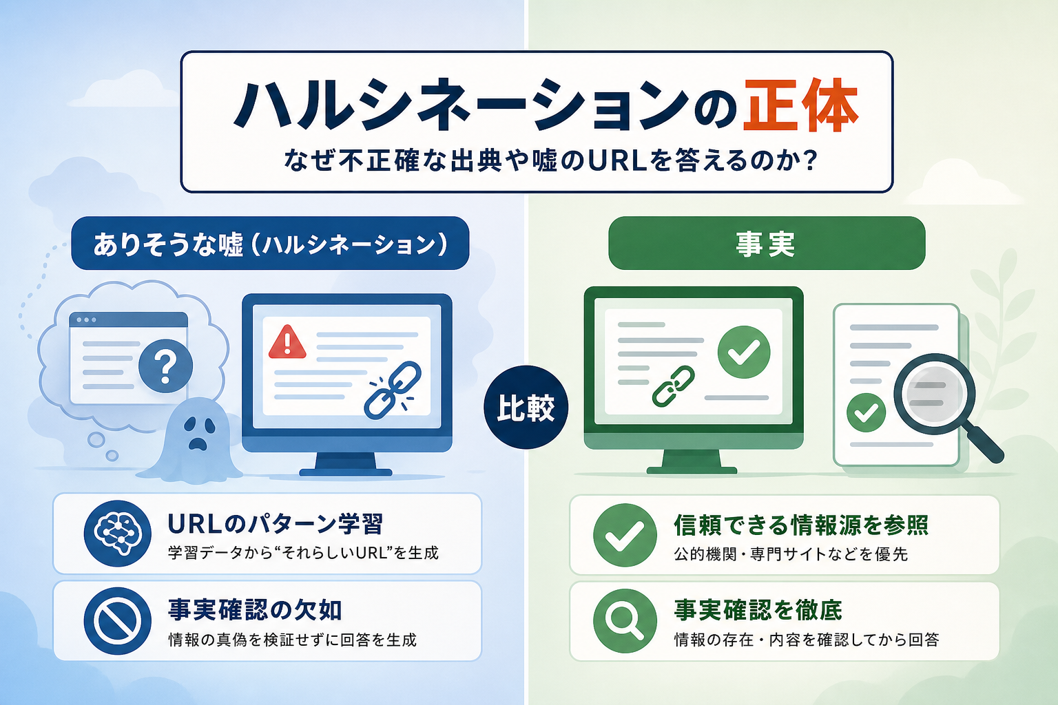 ChatGPTが不正確な出典や嘘のURLを回答する原因とは何か？ [比較]