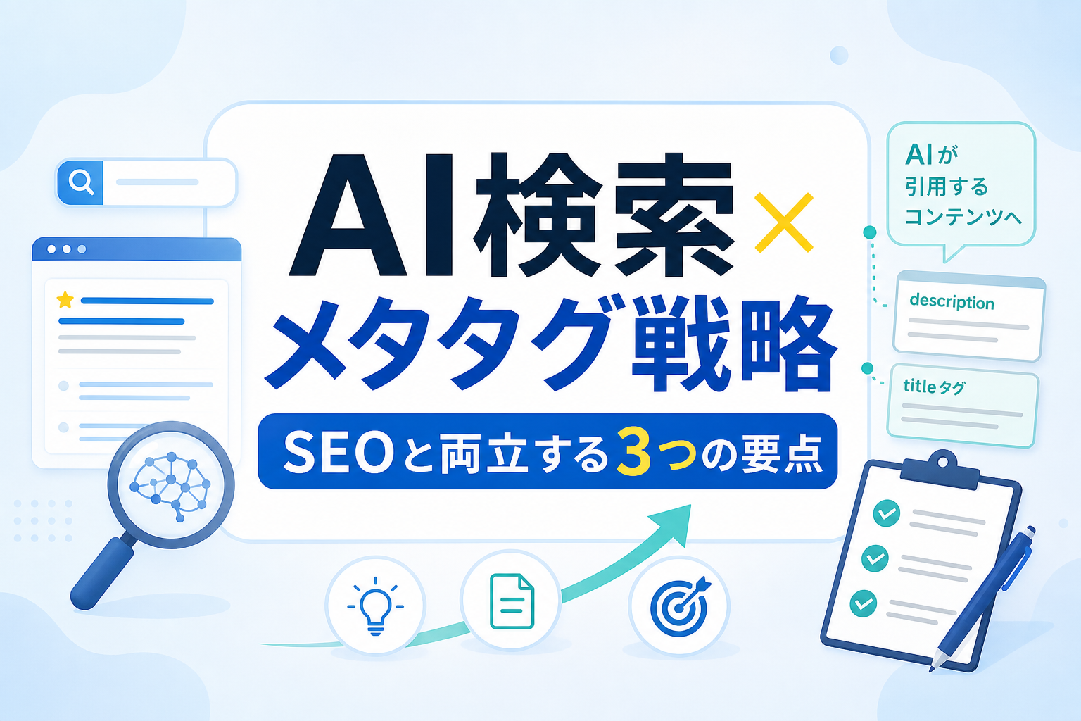 AI検索で引用されるtitleタグ・meta descriptionの書き方|SEOと両立する3つの要点