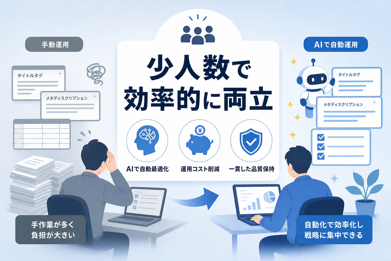 SEOとAI検索対策を少人数で効率的に両立させる方法とは?