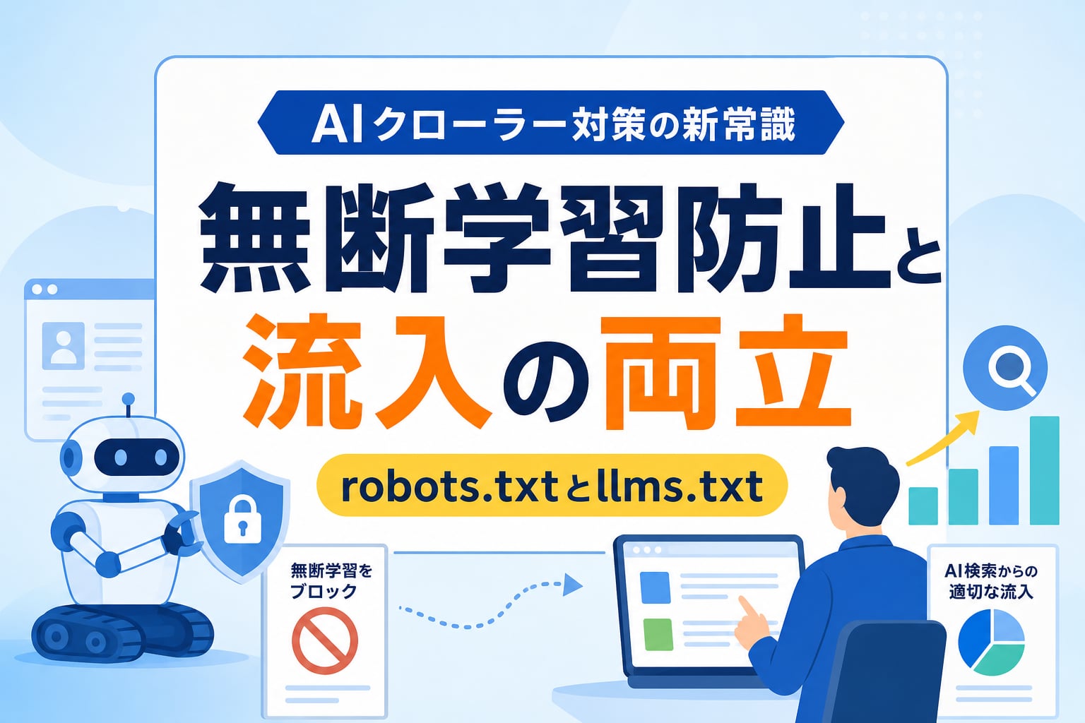 AIクローラー対策｜robots.txtとllms.txtで無断学習防止とAI検索流入を両立する指針