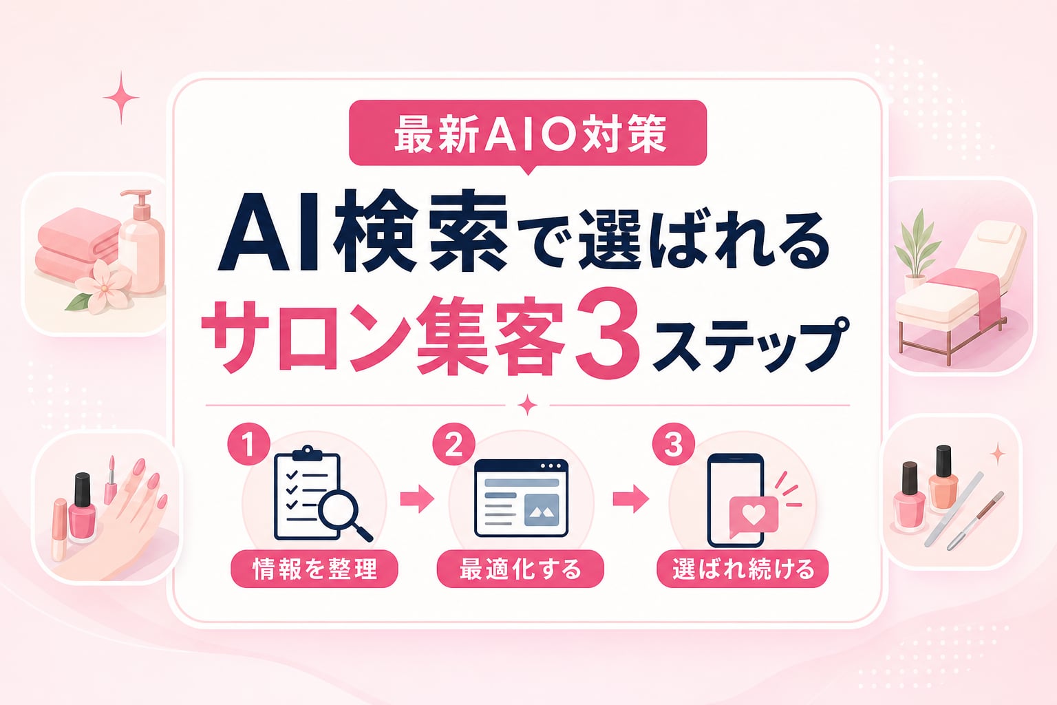 【エステ・ネイルサロン】AI検索集客で選ばれるコツ｜AIに推薦される情報整理の3ステップ