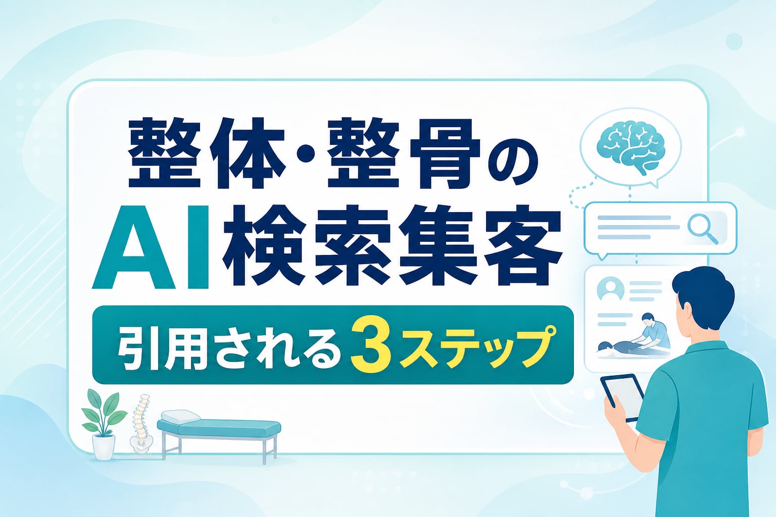 整体院・整骨院のAI検索集客｜AIに優先引用される専門知見と症例の発信3ステップ