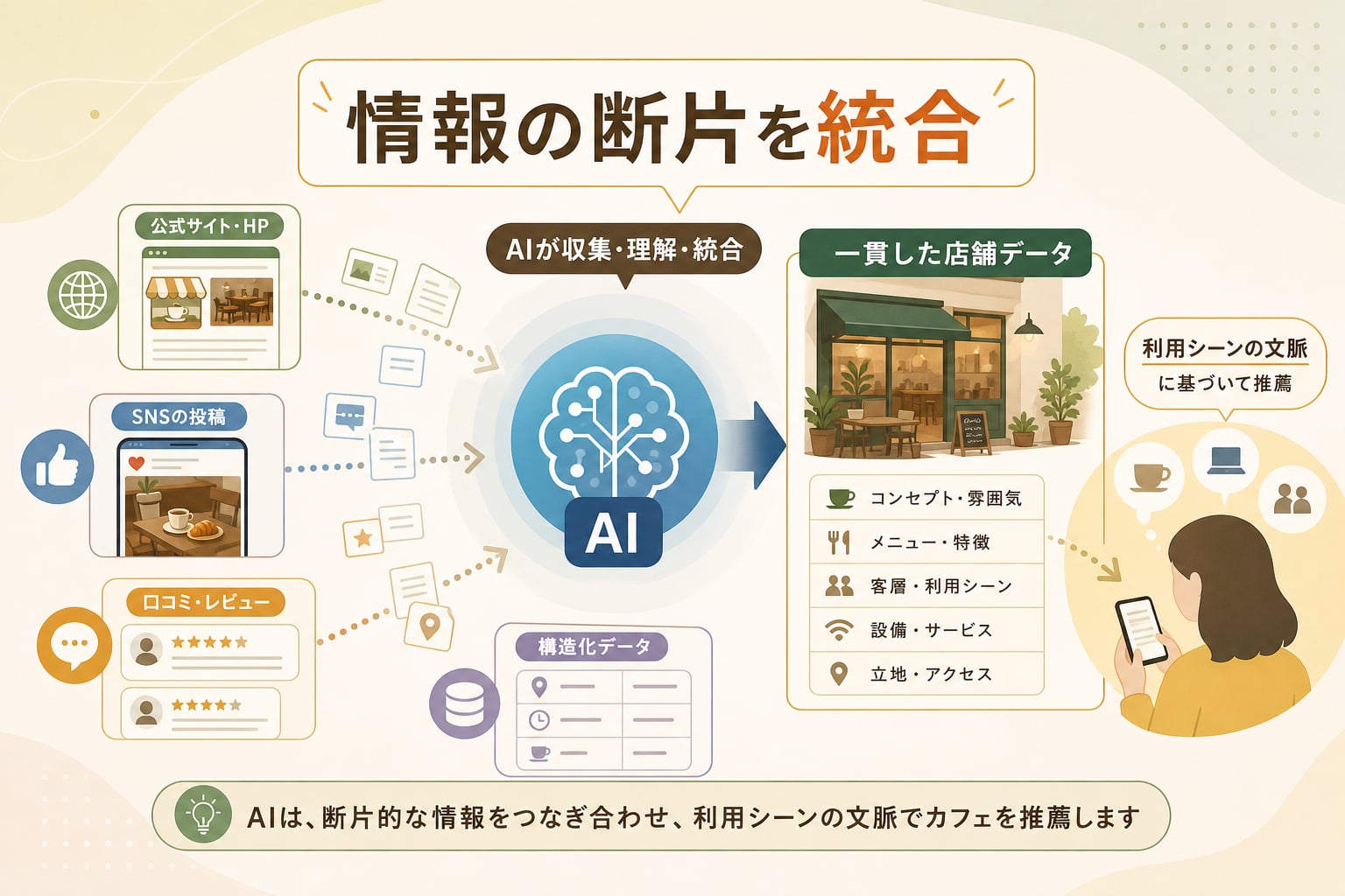 AIはどのような情報を参照してカフェの利用シーンを推薦するのか？