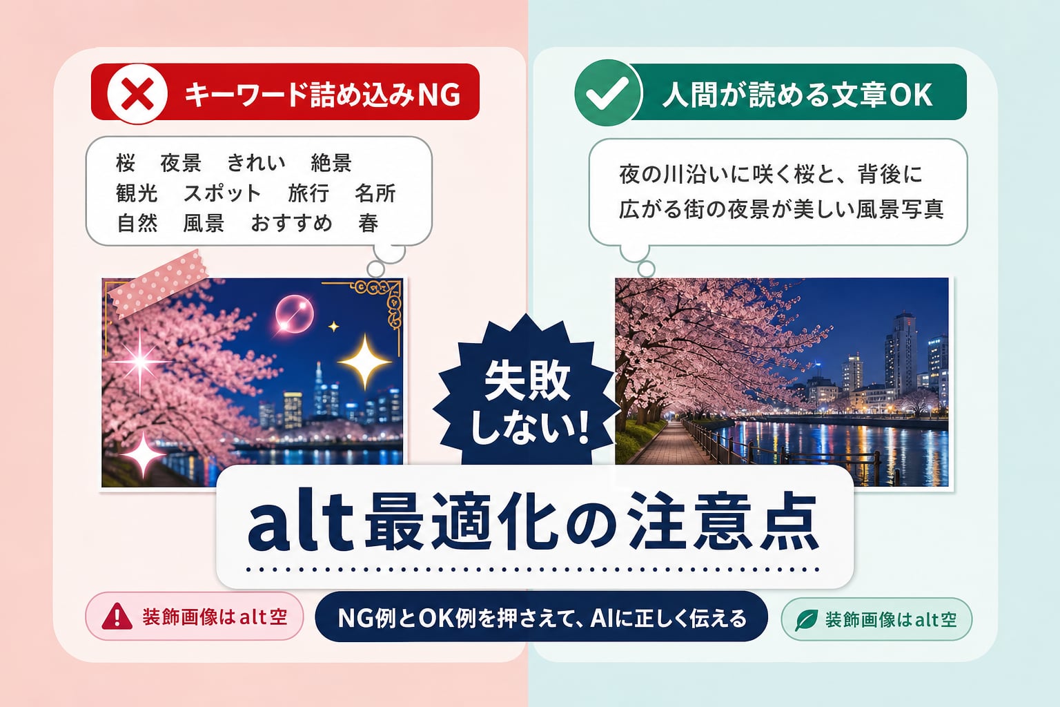 画像alt最適化でつまずきやすい失敗例と注意点は何か？