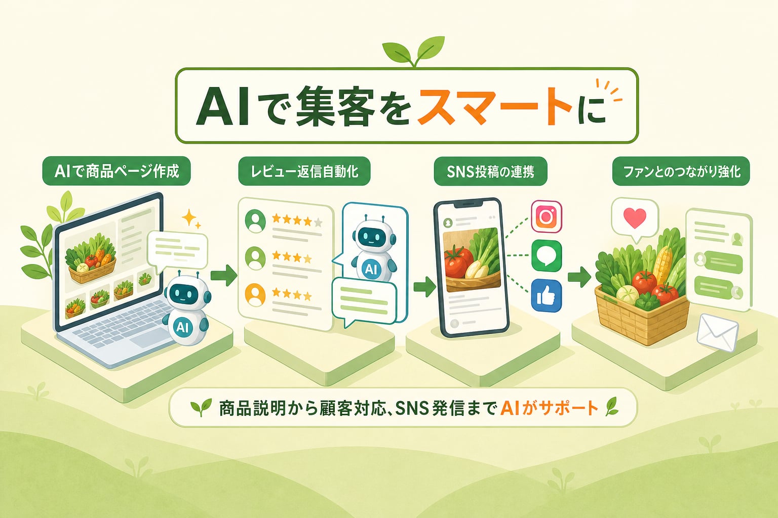 生成AIを活用して産直ECの集客や顧客対応を効率化する具体的な手順は？