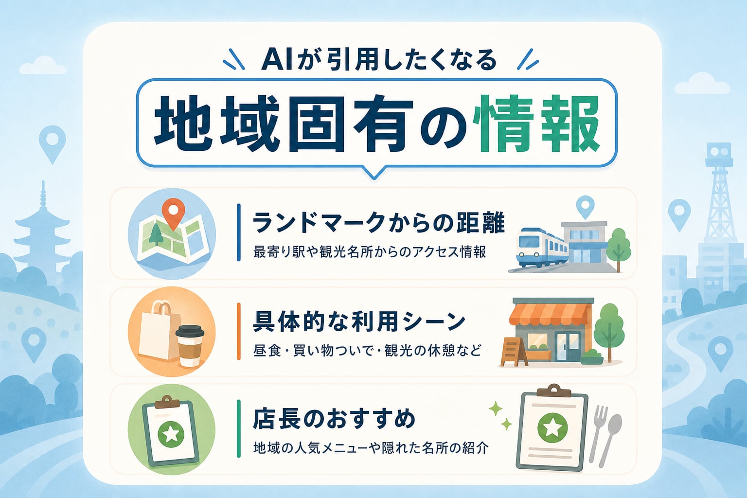 各店舗の地域性を活かしてAI検索の引用を獲得するにはどうすればよいか？