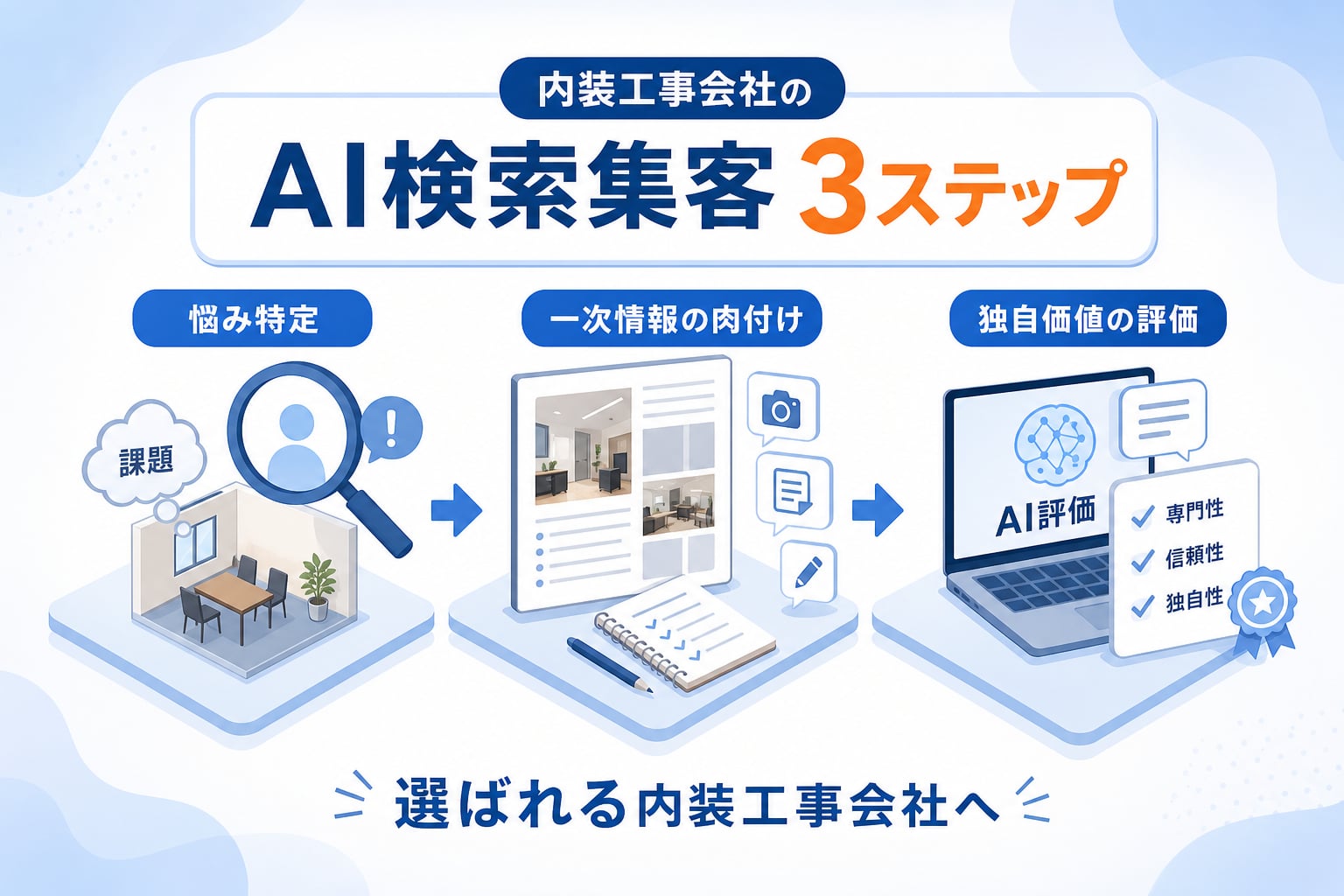 内装工事会社がAI検索集客で選ばれるための3ステップとは？
