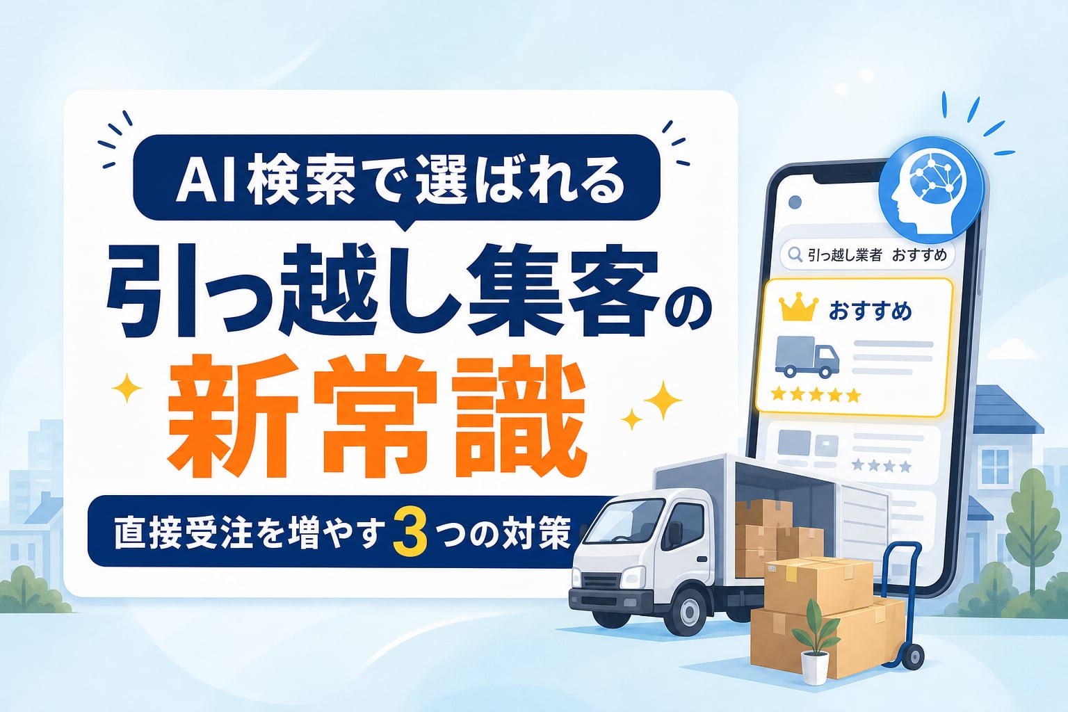 引っ越し業者の繁忙期集客｜AI検索で「おすすめ」に選ばれ直接受注を増やす3つの対策